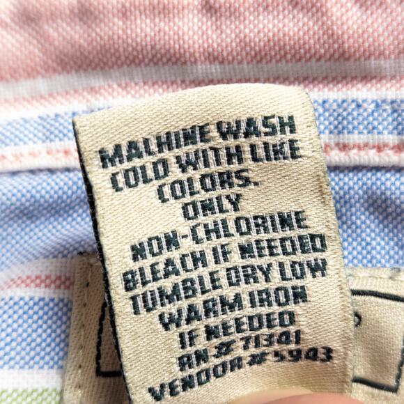 L.L.Bean Women’s Cotton Shirt Coastal Prep Pastel Stripe Coastal Button Down XS - Picture 6 of 7